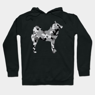 Lilly the Shiba Inu Silhouette - Arctic Camo on White Hoodie